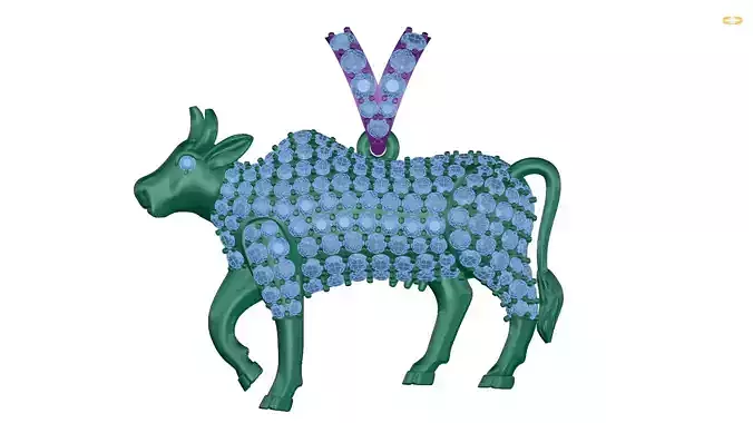 pendant cow with jewels