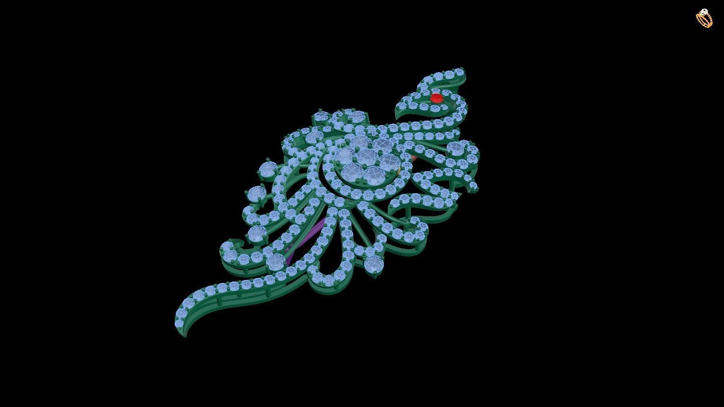 pendant peacock wallpaper 3D print model_1