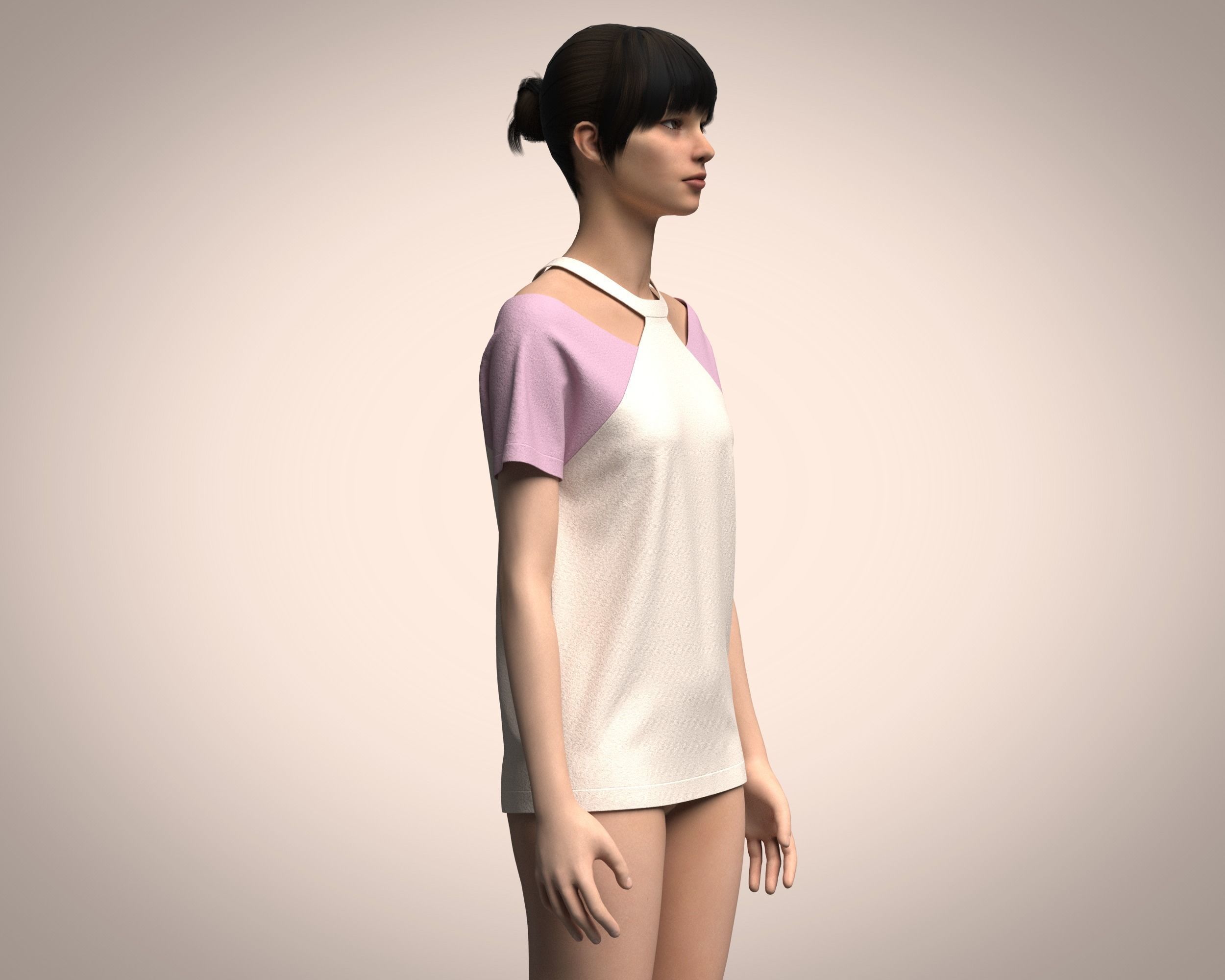 Ladies Pink Tops 3D model_2