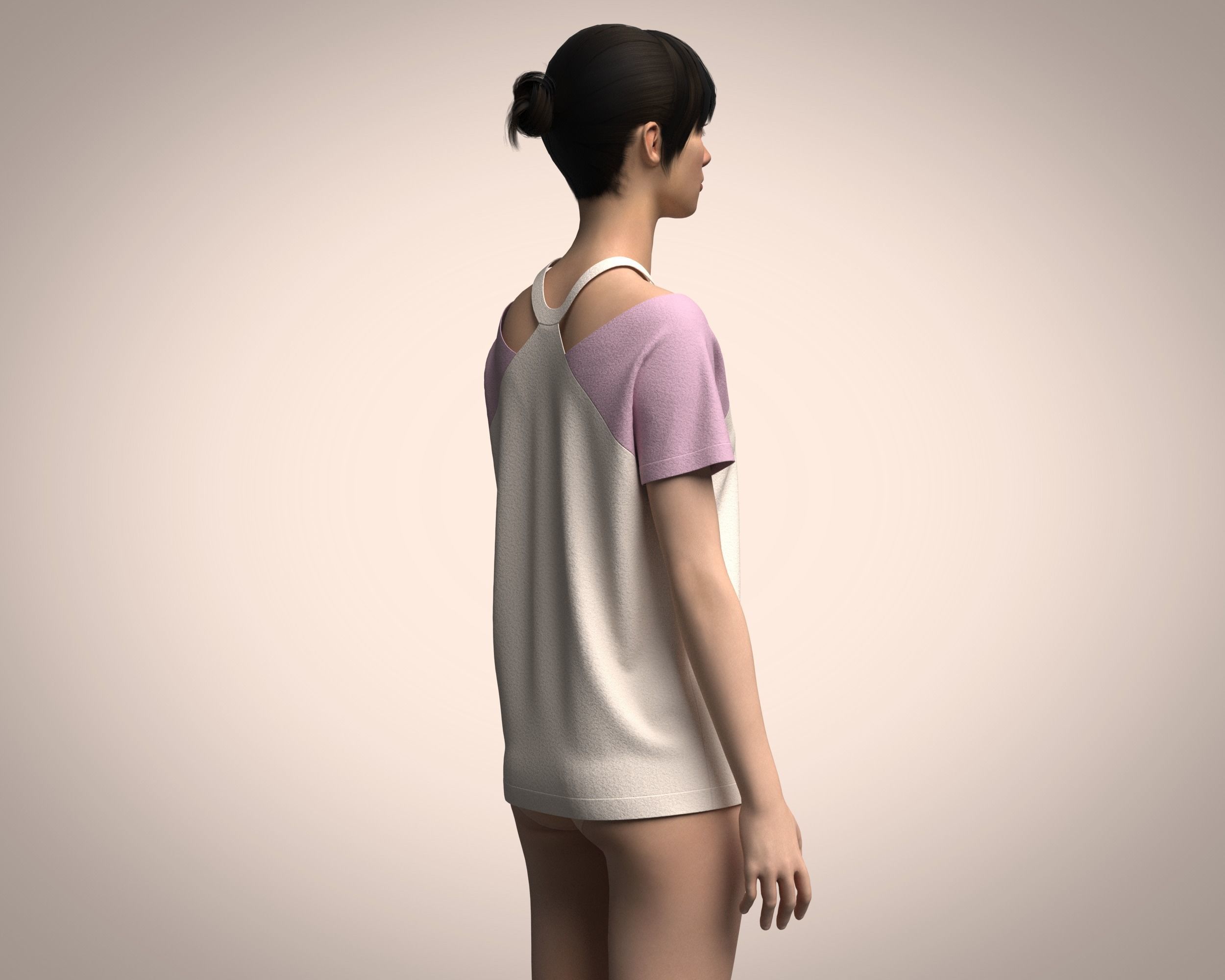 Ladies Pink Tops 3D model_3