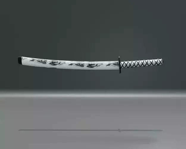 Katana dark dragon low polygon