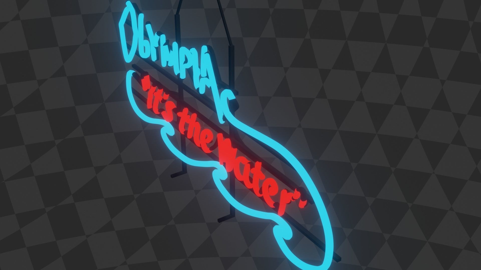 Neon Sign - Olympia Brewing Company Low-poly 3D model_4