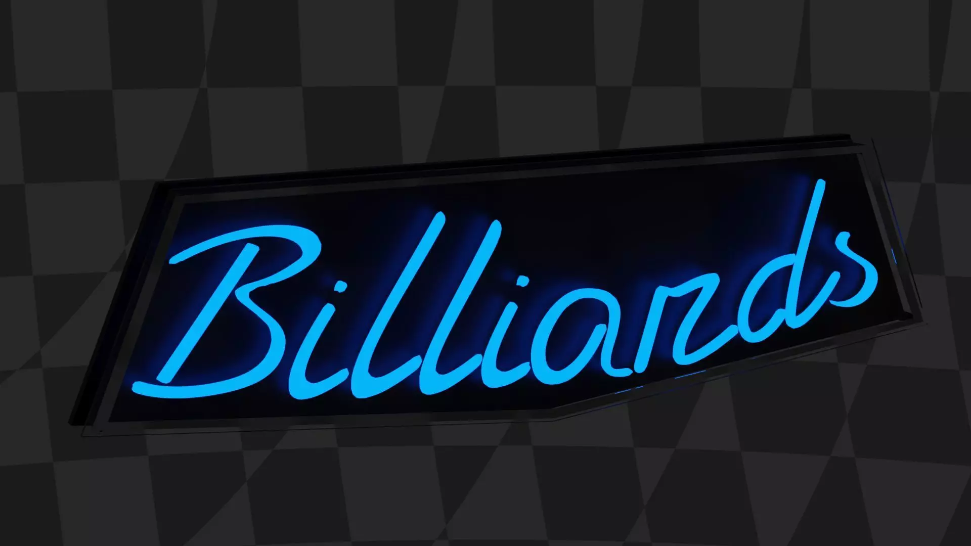 Neon Sign - Billiards Low-poly 3D model_0