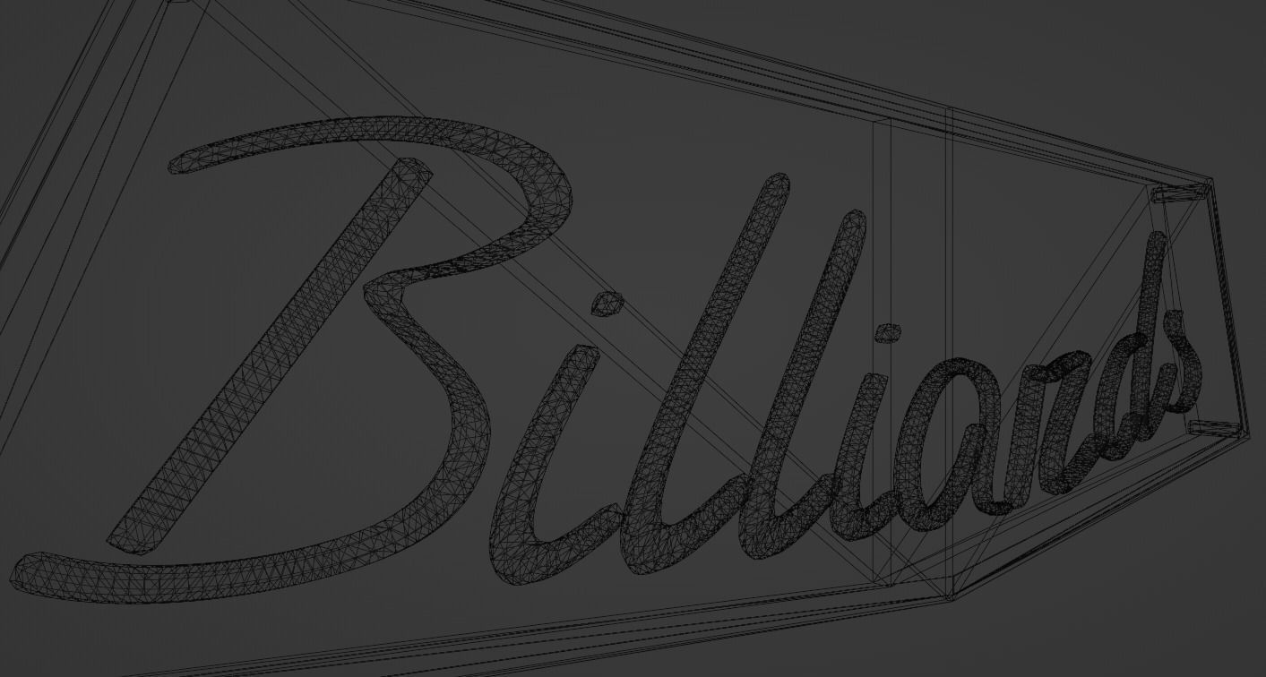 Neon Sign - Billiards Low-poly 3D model_5