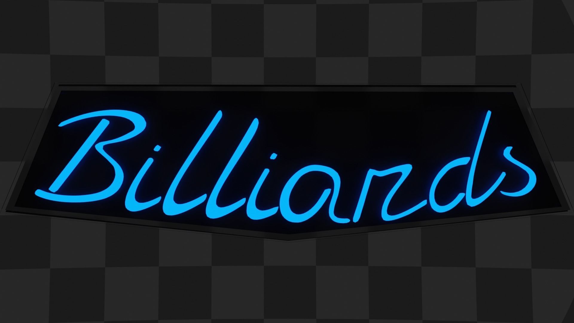 Neon Sign - Billiards Low-poly 3D model_2