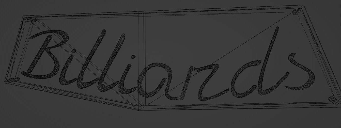 Neon Sign - Billiards Low-poly 3D model_4