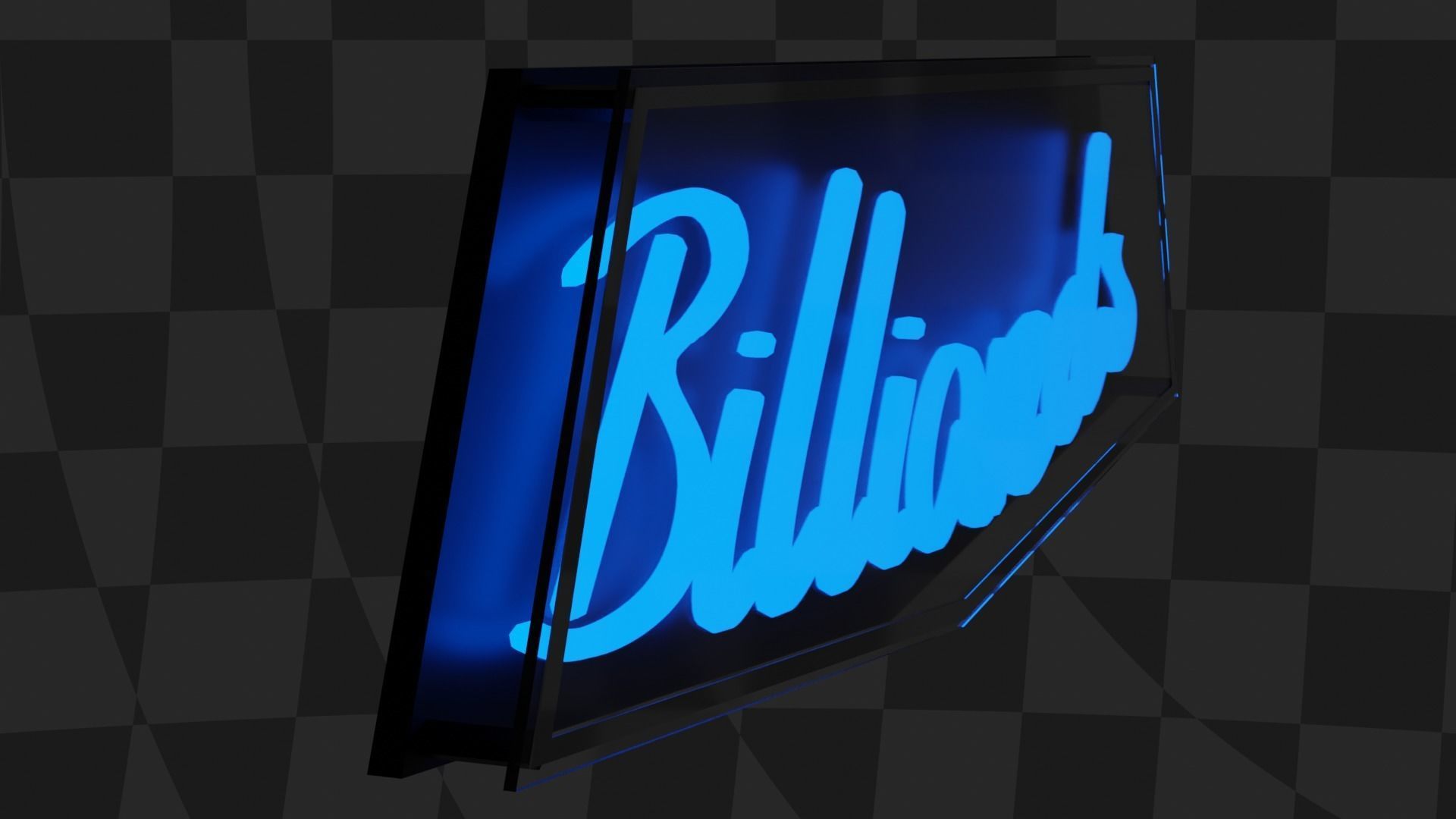 Neon Sign - Billiards Low-poly 3D model_1