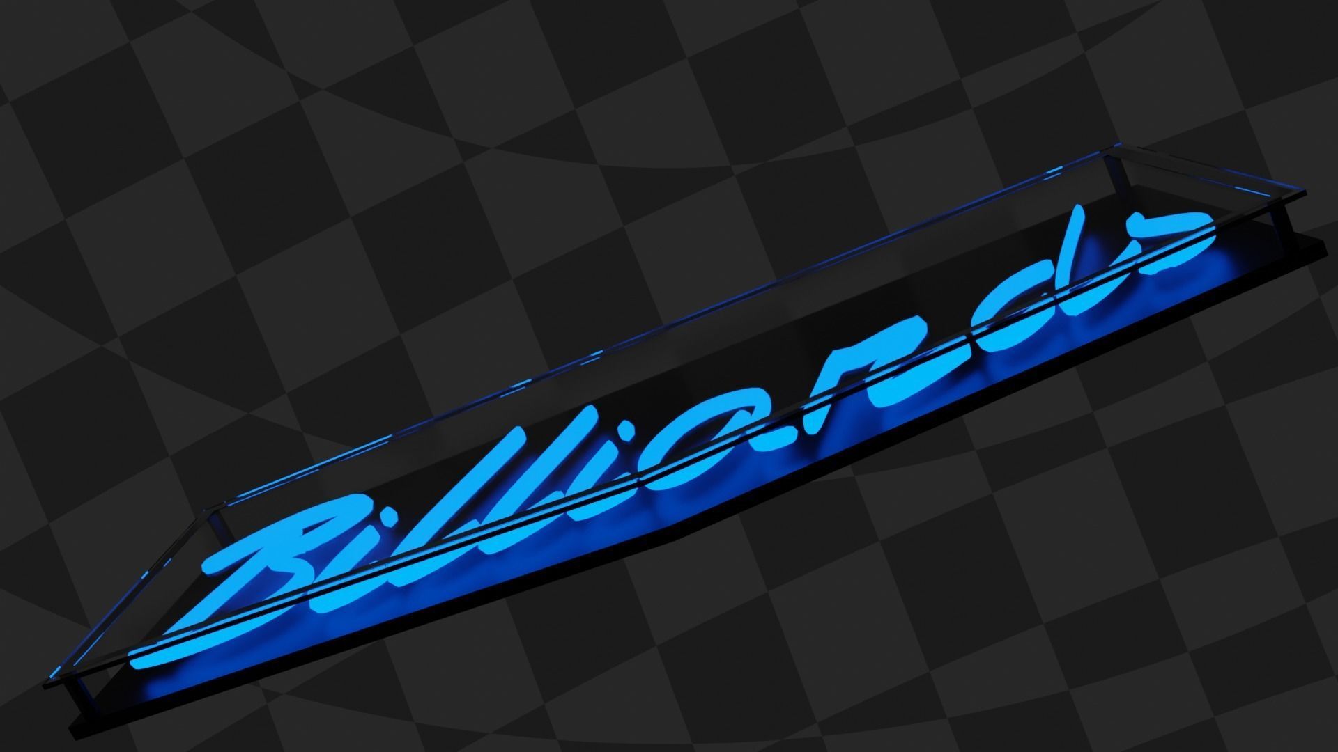 Neon Sign - Billiards Low-poly 3D model_3