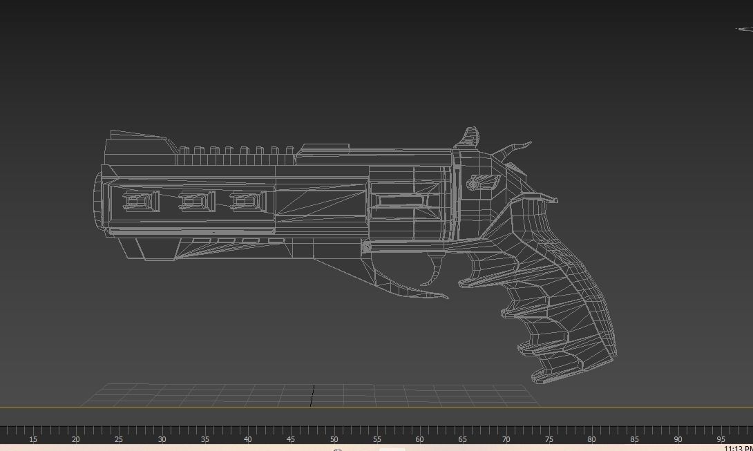 Sci-fi Gun with amo Low-poly 3D model_7