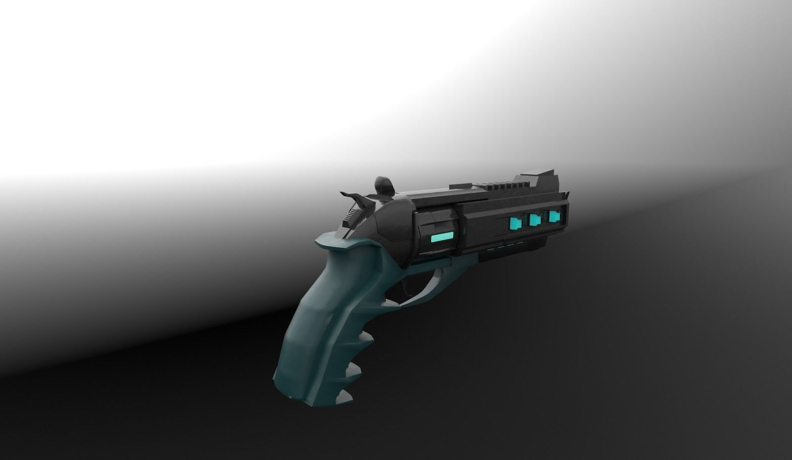 Sci-fi Gun with amo Low-poly 3D model_6