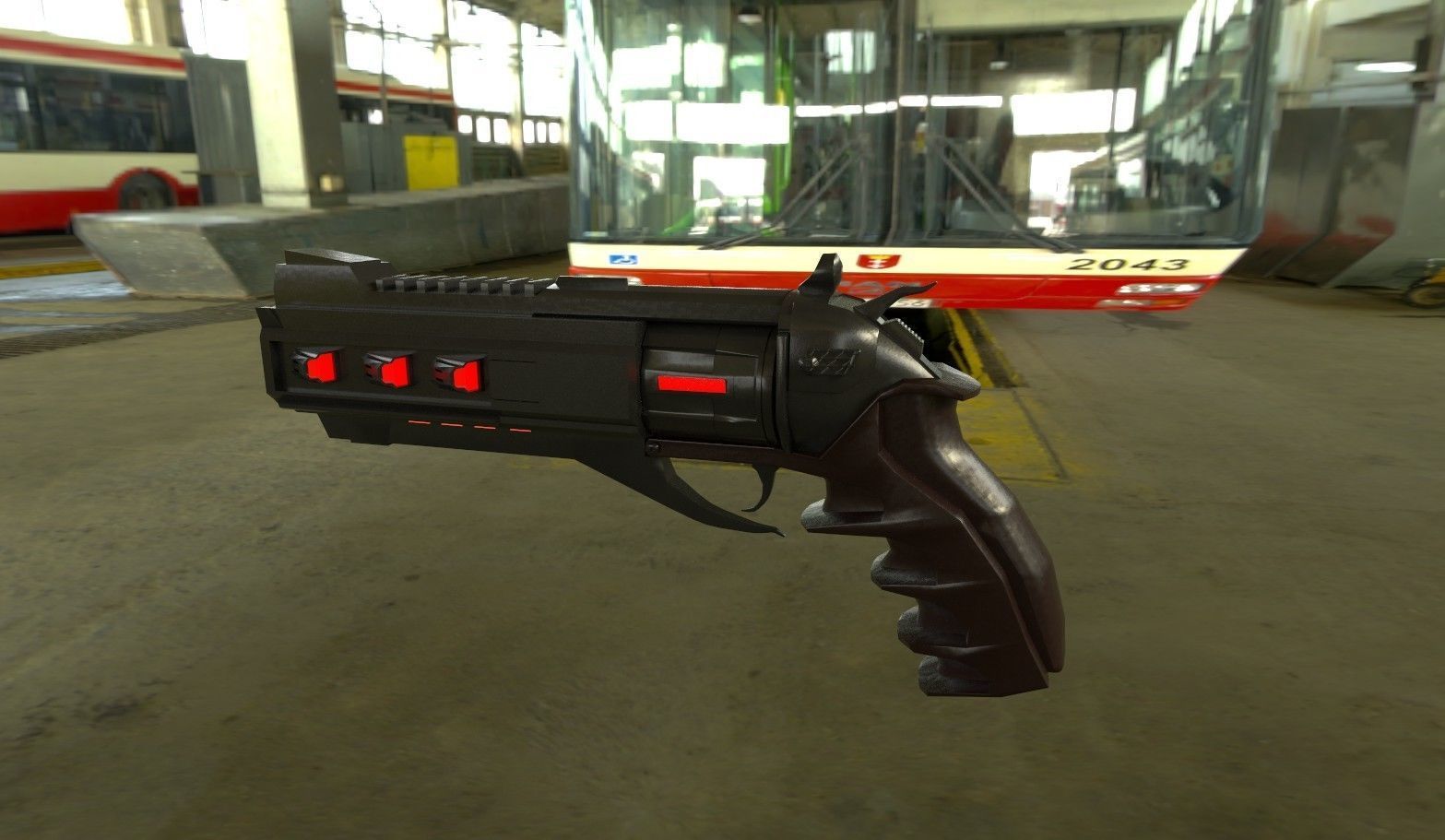 Sci-fi Gun with amo Low-poly 3D model_1