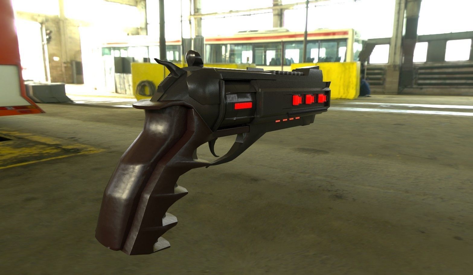 Sci-fi Gun with amo Low-poly 3D model_5