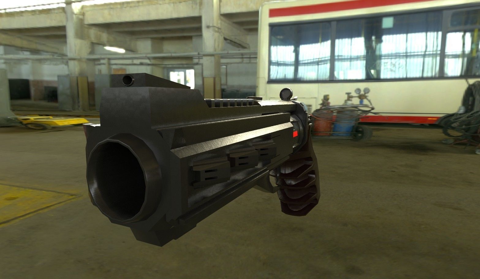 Sci-fi Gun with amo Low-poly 3D model_4