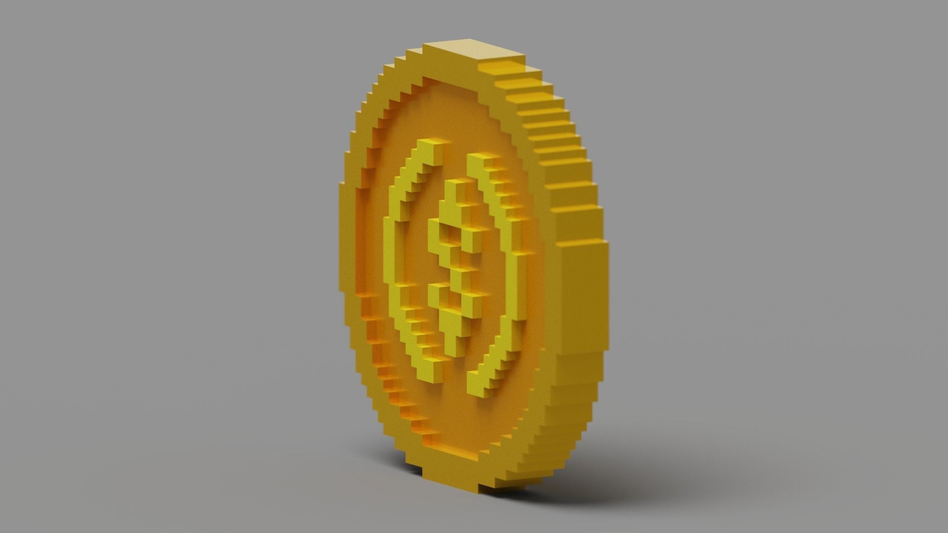 Voxel USD Coin  Low-poly 3D model_17