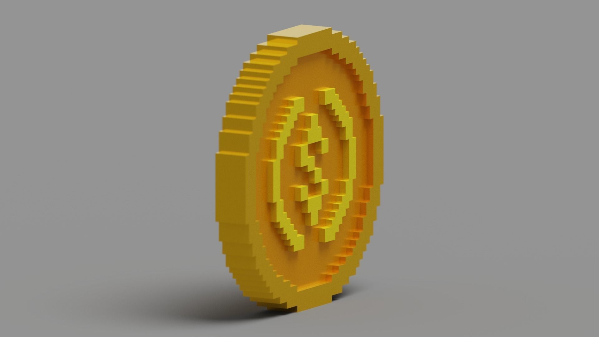 Voxel USD Coin  Low-poly 3D model_25