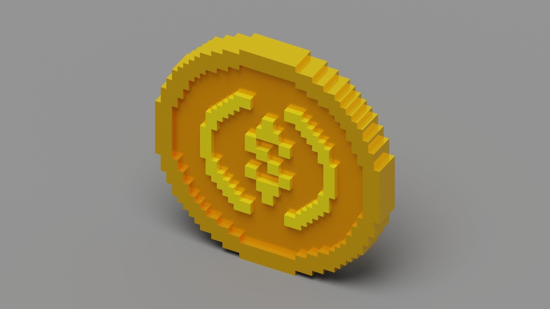 Voxel USD Coin  Low-poly 3D model_3