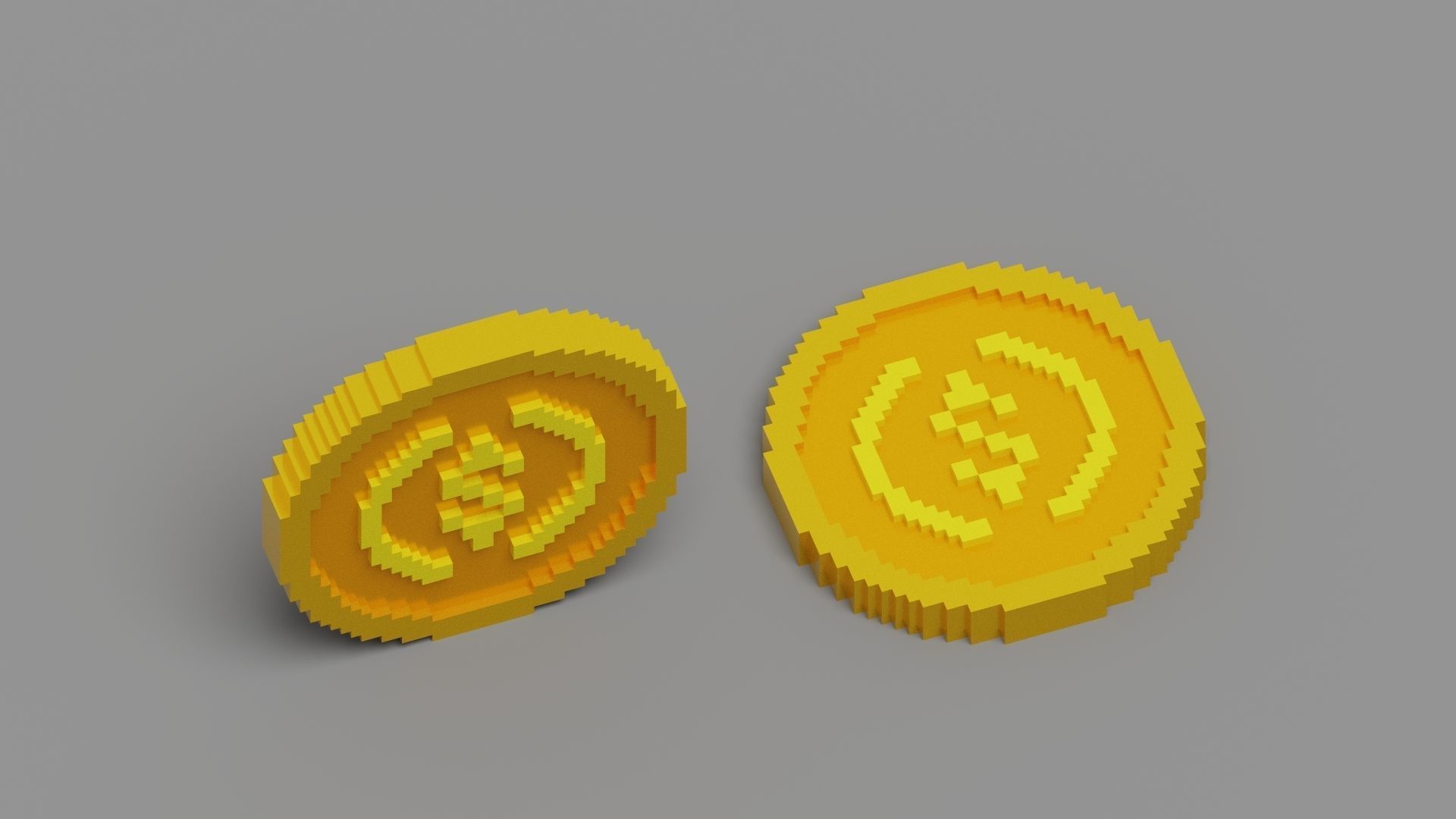 Voxel USD Coin  Low-poly 3D model_11