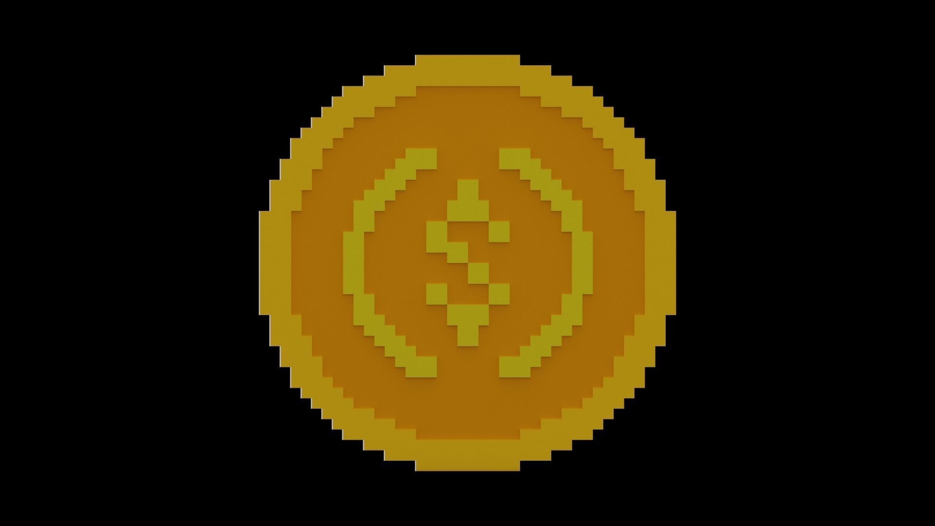 Voxel USD Coin  Low-poly 3D model_6