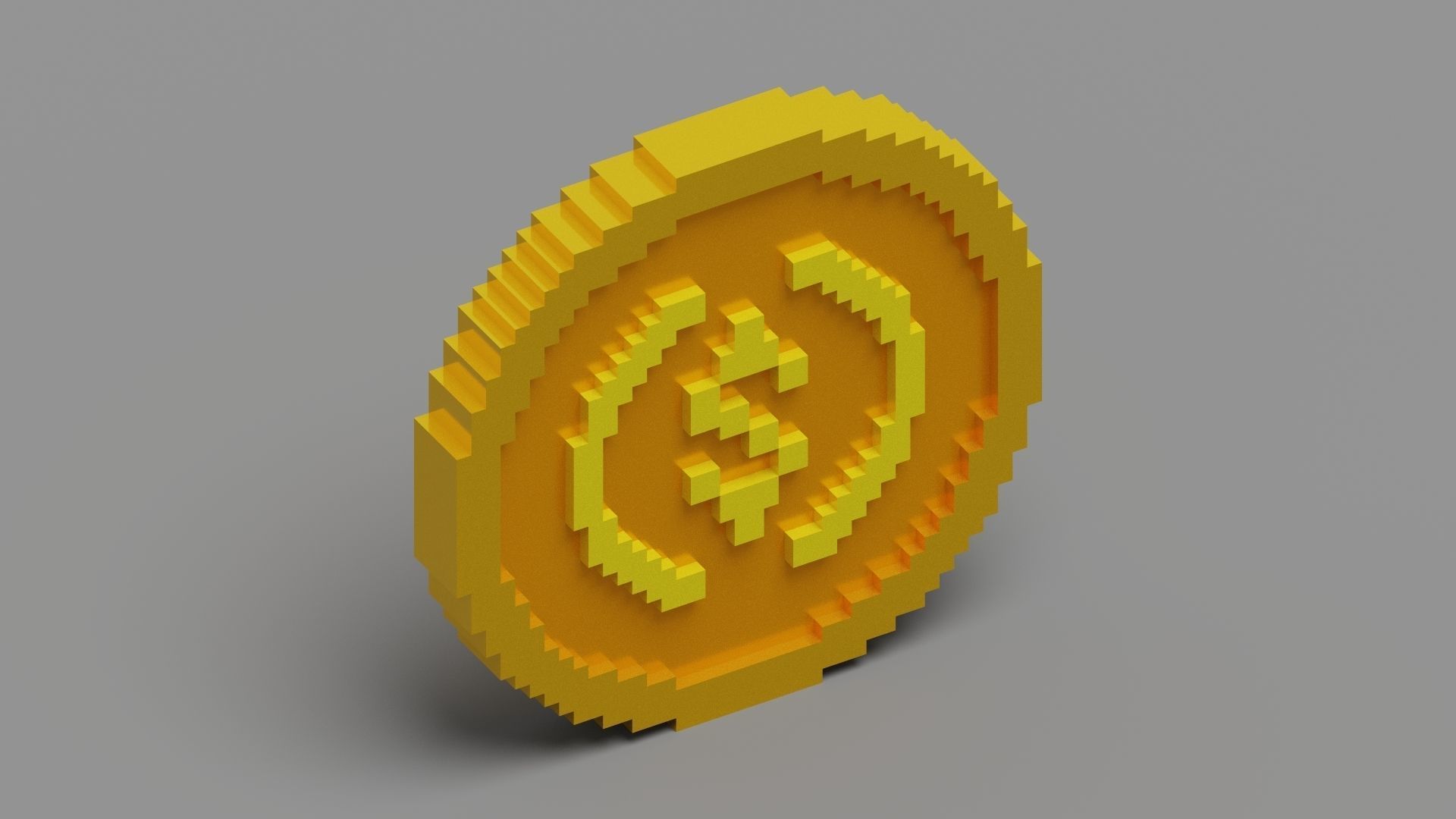 Voxel USD Coin  Low-poly 3D model_2