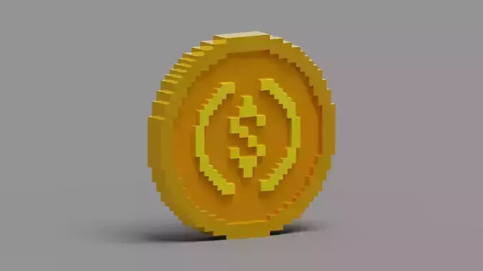 Voxel USD Coin  Low-poly 3D model
