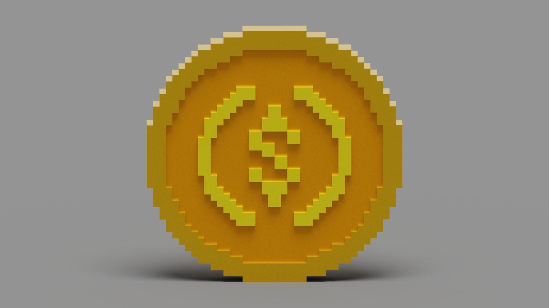 Voxel USD Coin  Low-poly 3D model_16