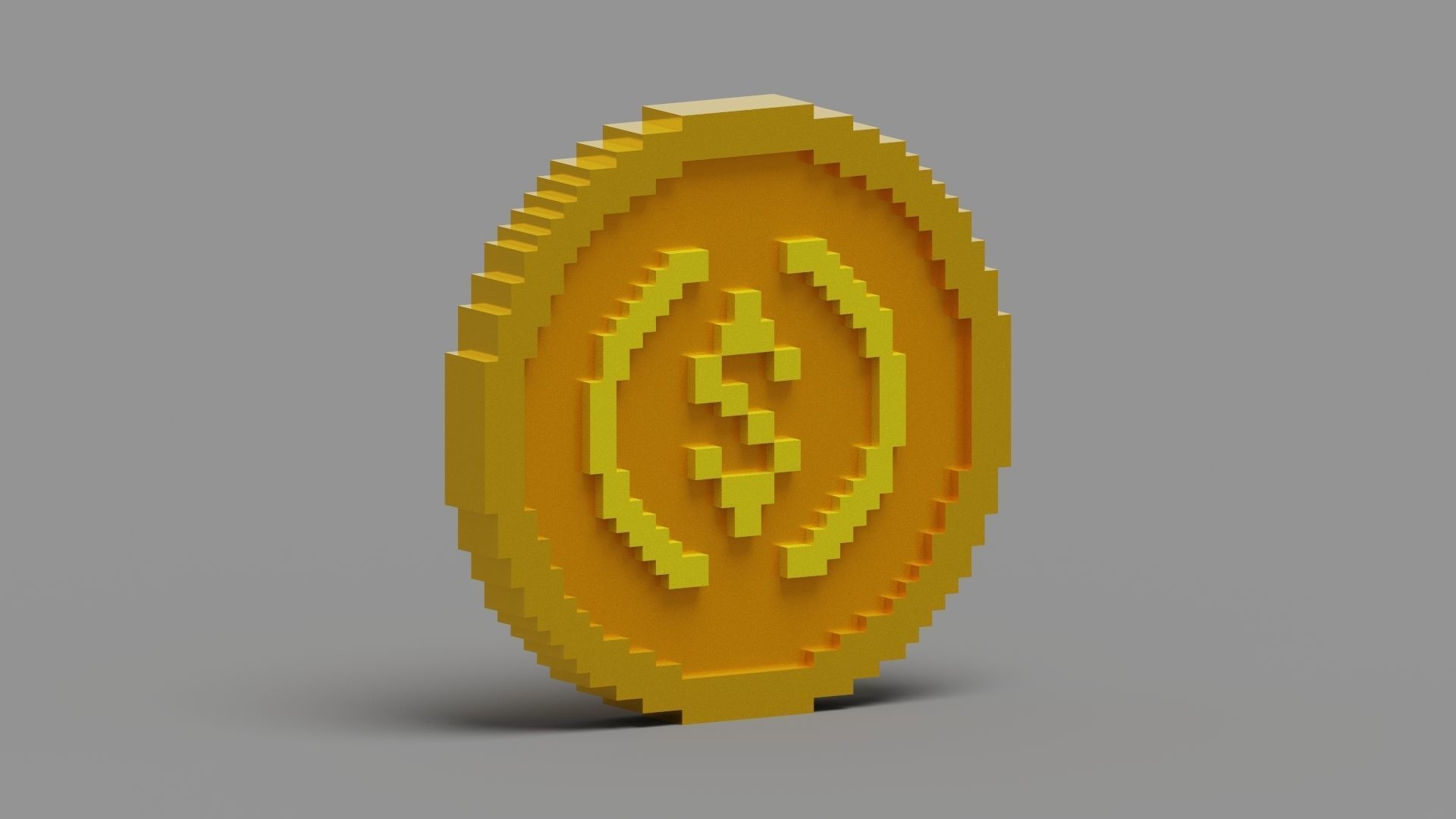 Voxel USD Coin  Low-poly 3D model_4