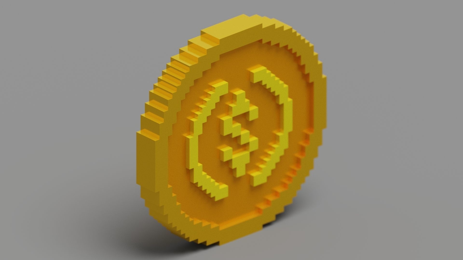 Voxel USD Coin  Low-poly 3D model_5