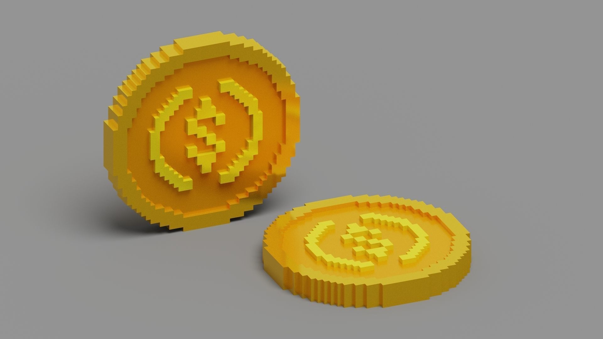 Voxel USD Coin  Low-poly 3D model_12