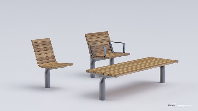 PARK MODERN BENCH MMCITE VLTAU 3D model 2