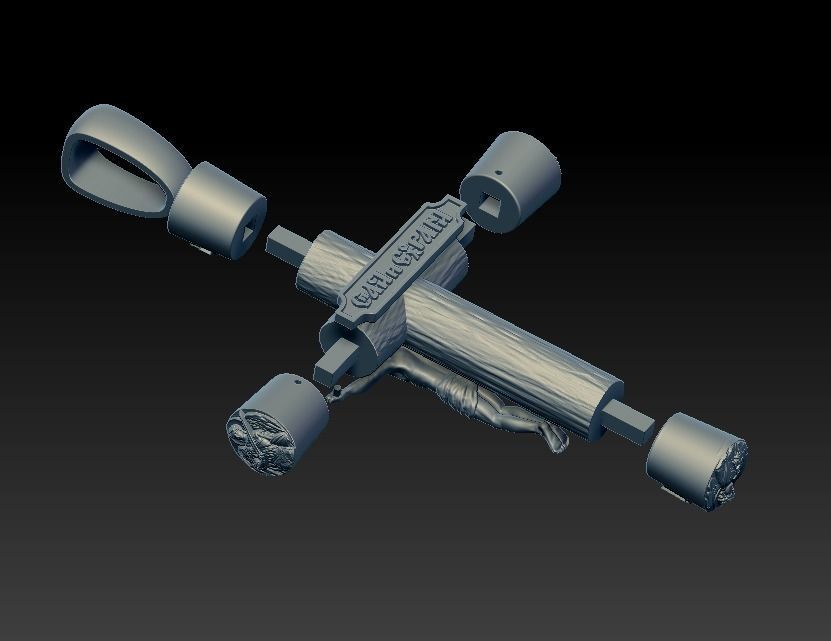 Big cross for men jewelry pendant wood gold silver  3D print model_7