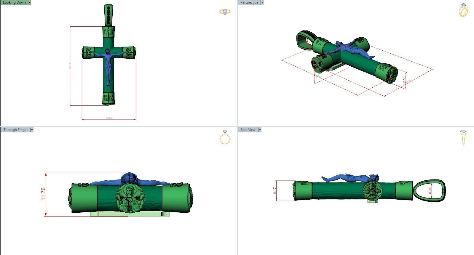 Big cross for men jewelry pendant wood gold silver  3D print model_8