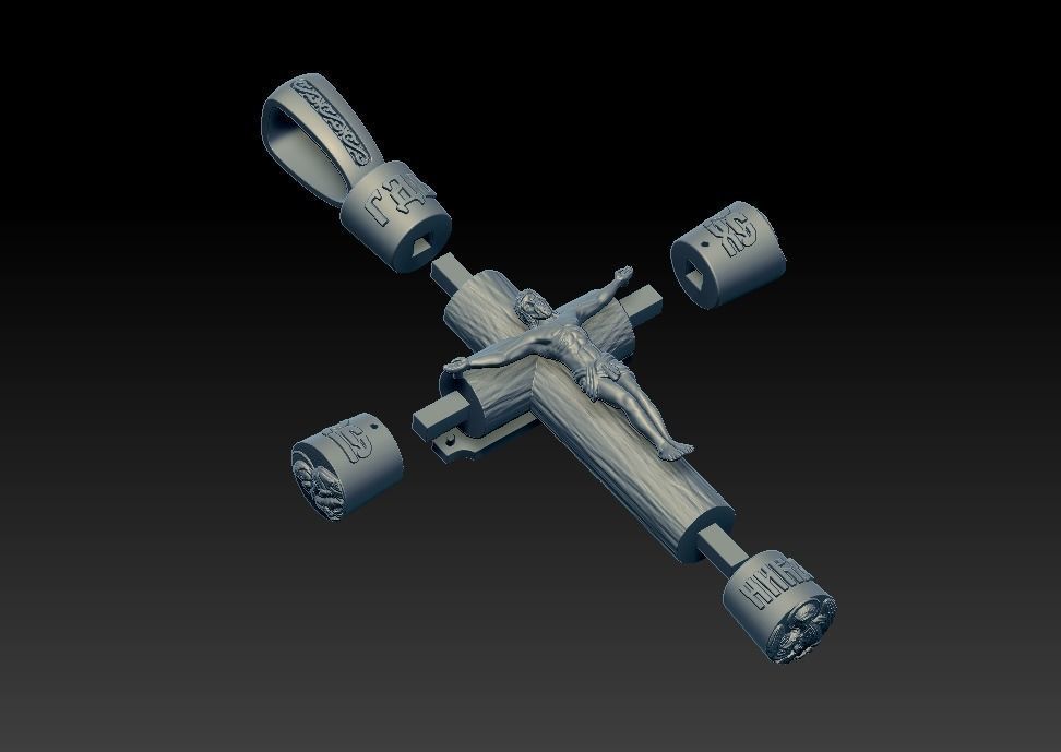 Big cross for men jewelry pendant wood gold silver  3D print model_6