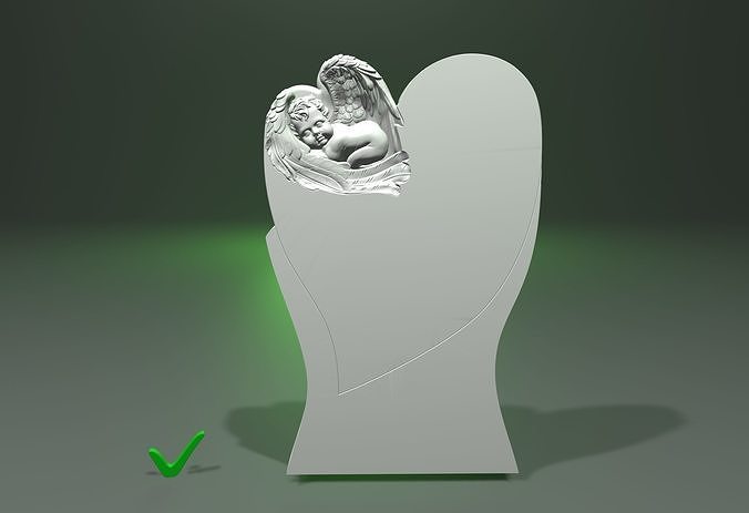 Angel on a cloud with a heart for CNC or 3D print 3D print model