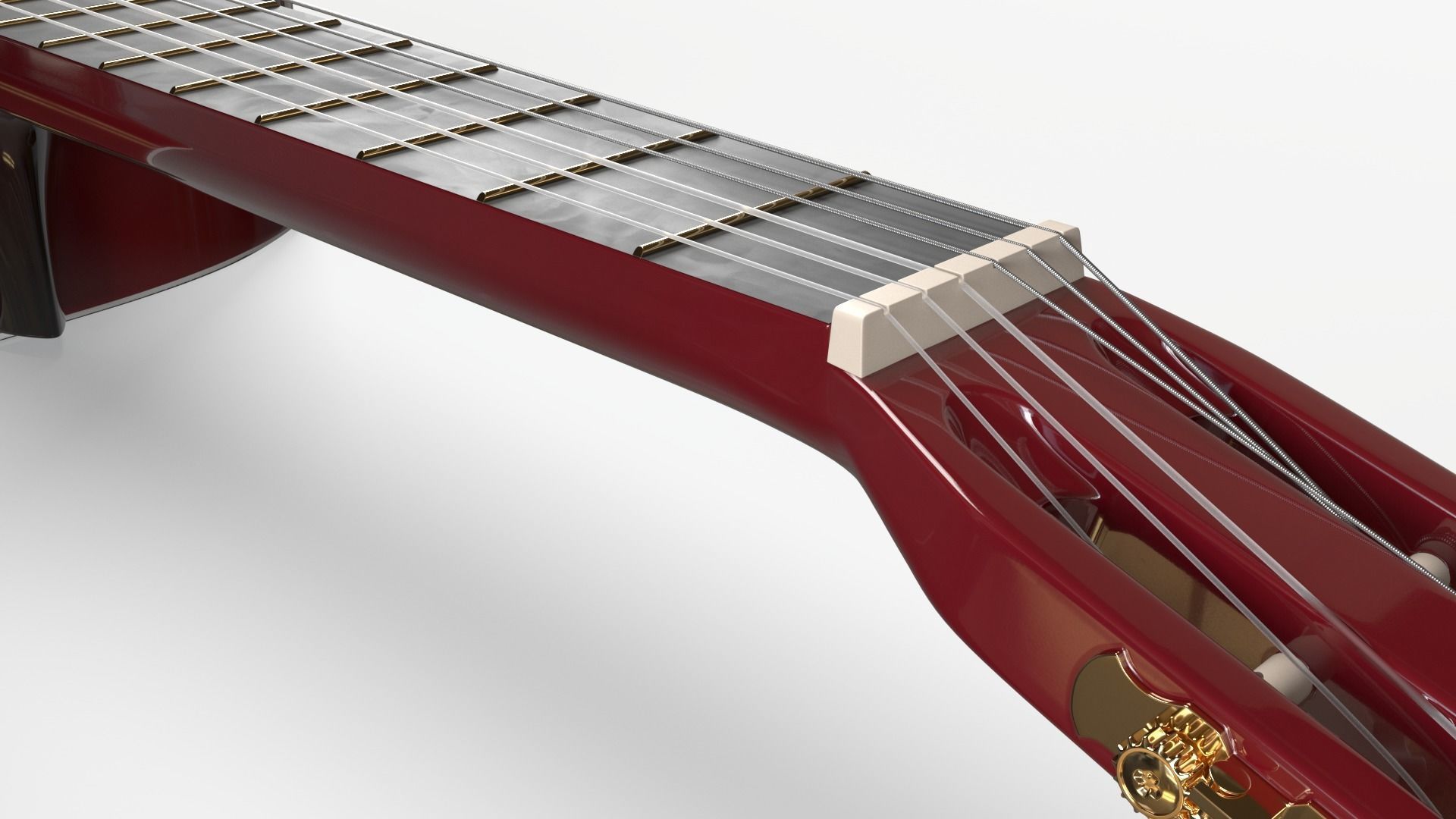 Red Sunburst Acoustic Guitar 3D model_3