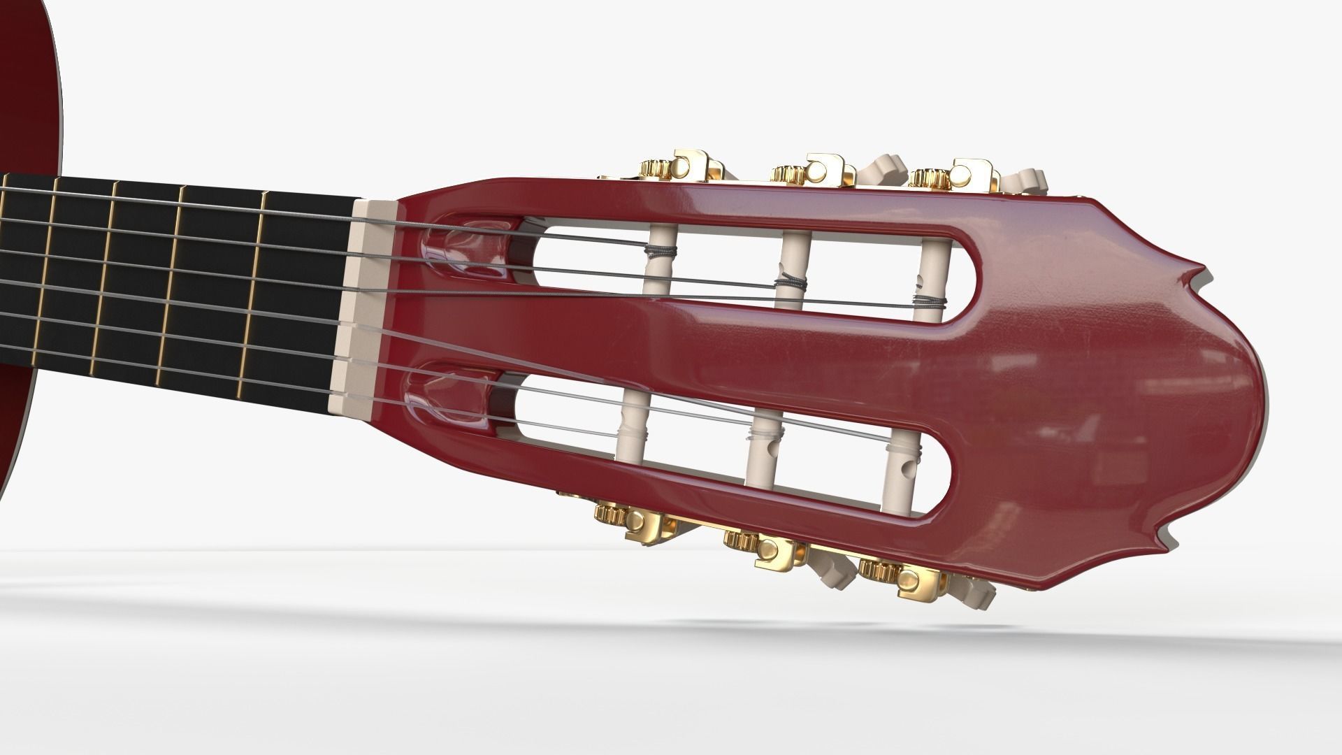 Red Sunburst Acoustic Guitar 3D model_7