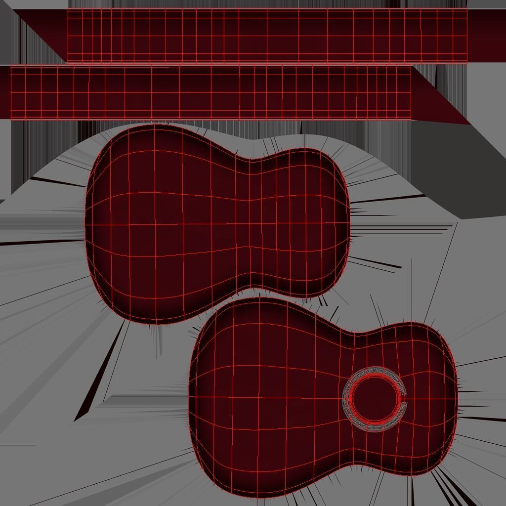 Red Sunburst Acoustic Guitar 3D model_16