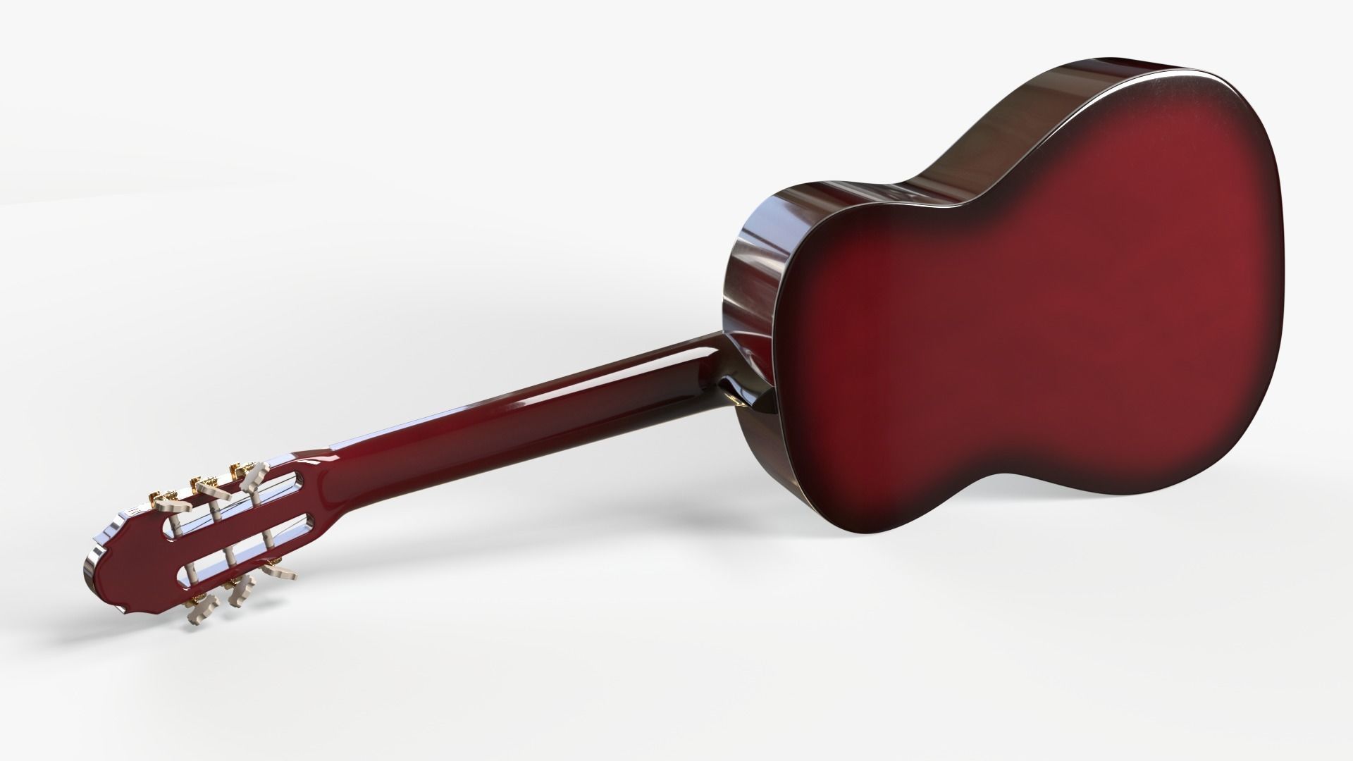 Red Sunburst Acoustic Guitar 3D model_4
