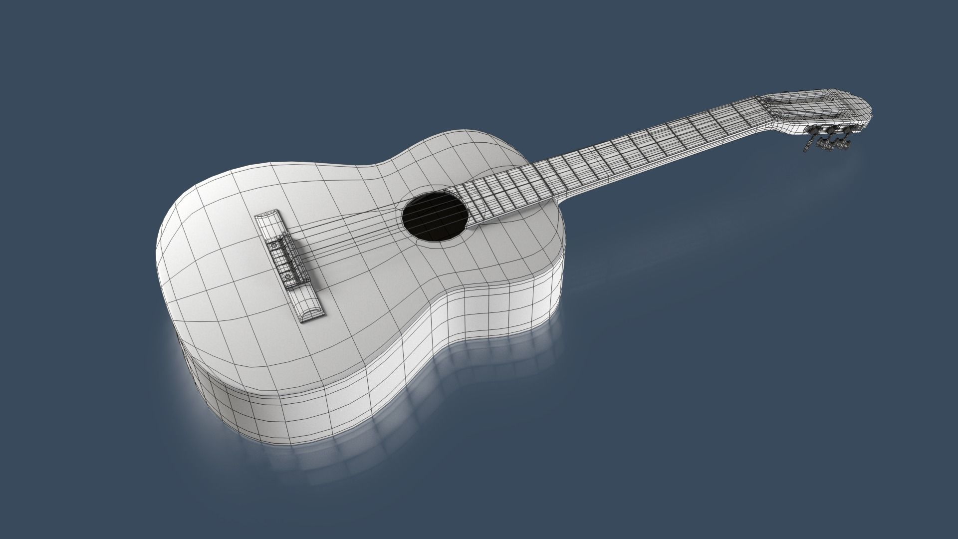 Red Sunburst Acoustic Guitar 3D model_8