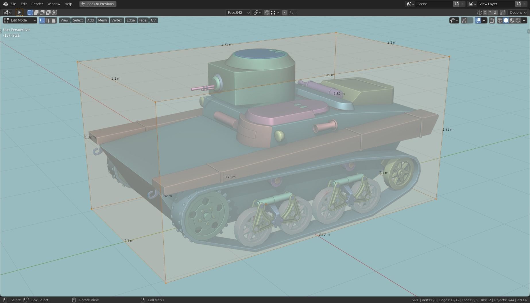 T 37a Tank Base Mesh Low-poly 3D model_9