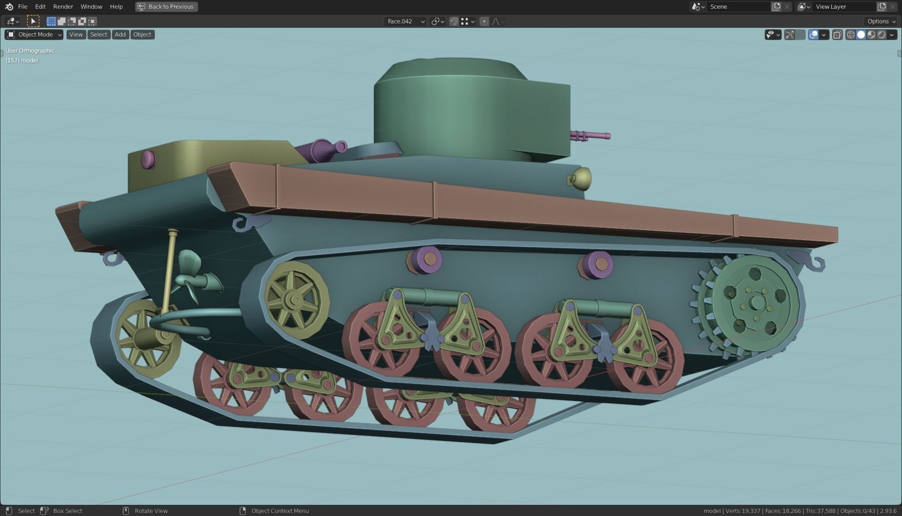 T 37a Tank Base Mesh Low-poly 3D model_18