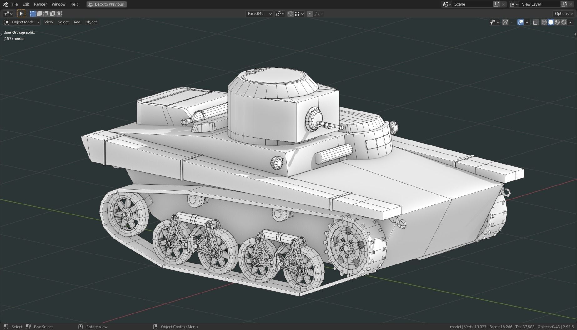 T 37a Tank Base Mesh Low-poly 3D model_16