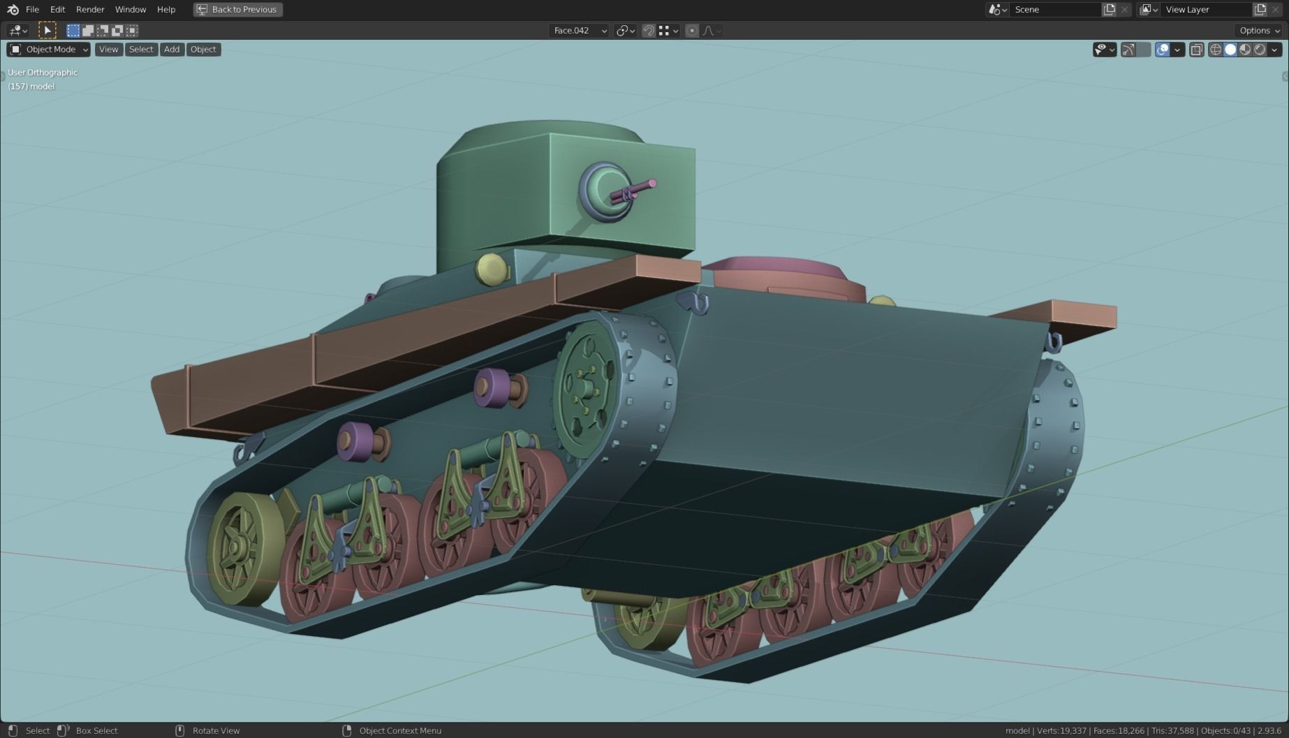 T 37a Tank Base Mesh Low-poly 3D model_22