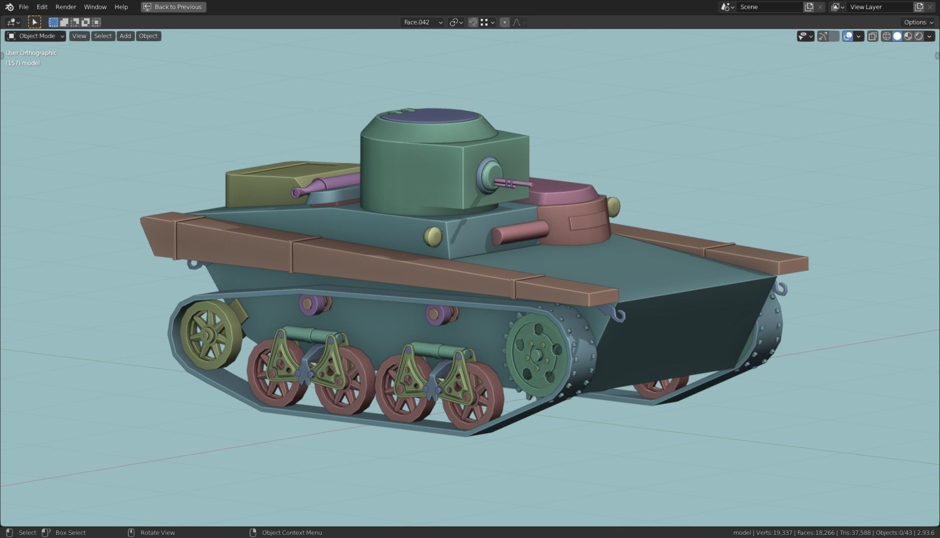 T 37a Tank Base Mesh Low-poly 3D model_21