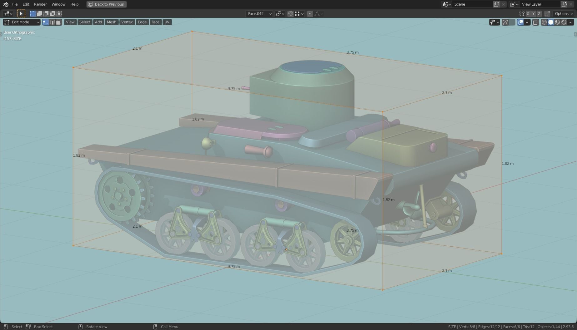 T 37a Tank Base Mesh Low-poly 3D model_7