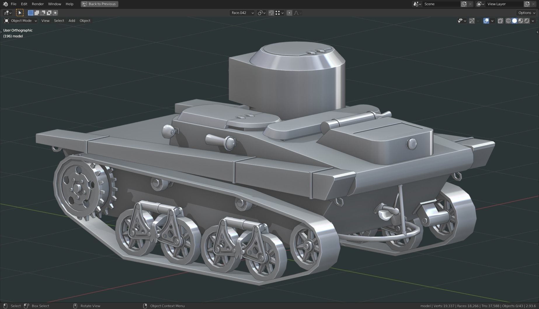 T 37a Tank Base Mesh Low-poly 3D model_5