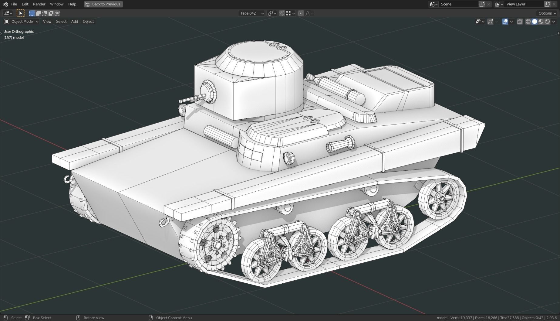 T 37a Tank Base Mesh Low-poly 3D model_13