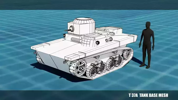 T 37a Tank Base Mesh Low-poly 3D model