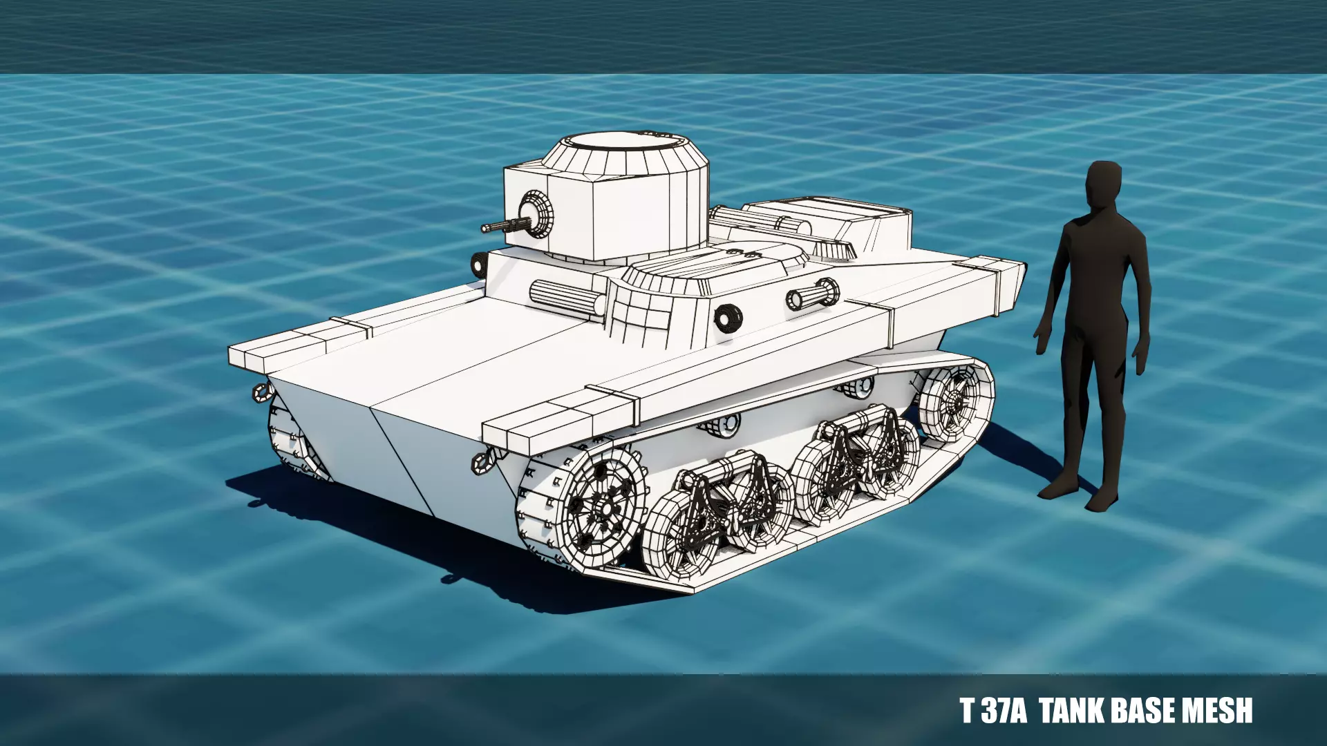 T 37a Tank Base Mesh Low-poly 3D model_0