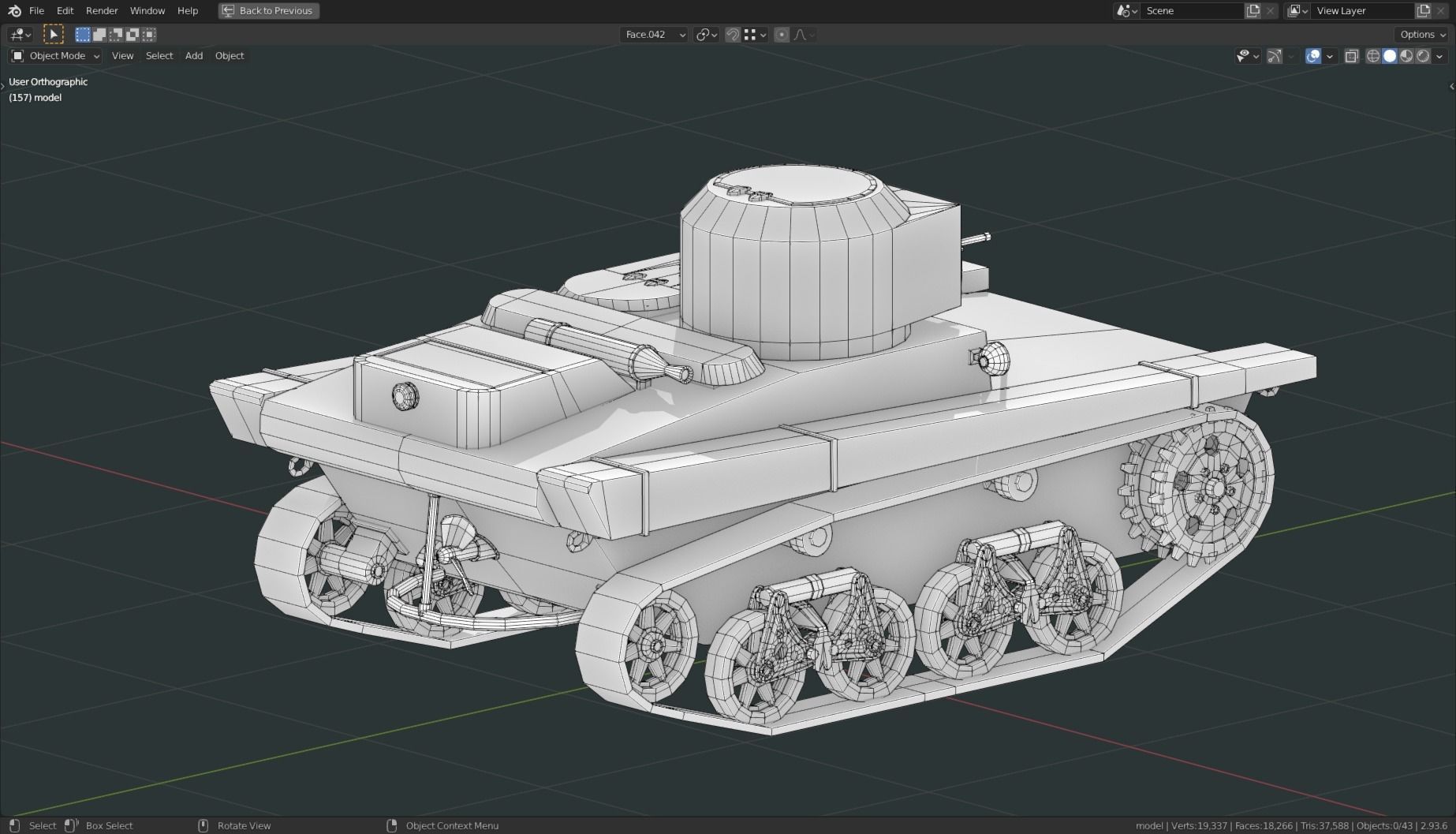T 37a Tank Base Mesh Low-poly 3D model_15