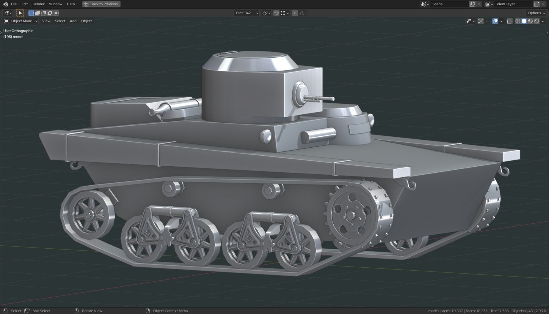 T 37a Tank Base Mesh Low-poly 3D model_4